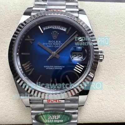 ARF Super Replica Rolex Gain Weight Blue Ombre Dial Day-Date II Swiss 3255 Watch 
